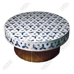 BLUE BONE COFFEE TABLE -BONE INLAY COFFEE TABLE - Furniture