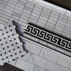 Most Por Greek Key Marble Mosaic Border Houzz For 2018 Carrara 1x3 Mosaic And Subway Tile Along With Greek Key