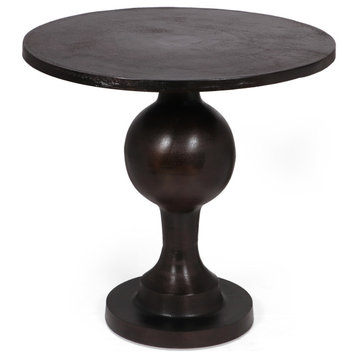 Joni Modern Handcrafted Aluminum Round Dining Table, Raw Bronze