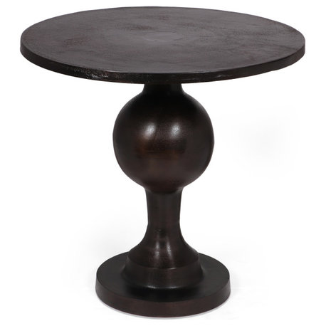 Joni Modern Handcrafted Aluminum Round Dining Table, Raw Bronze