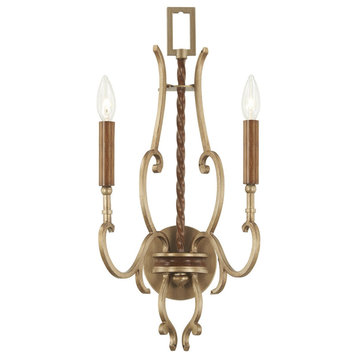 Metropolitan Magnolia Manor 2 Light Wall Sconce Pale Gold With Bronze