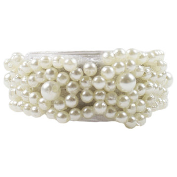 Elegant Pearl Collection Napkin Rings, Set of 4, Pearl Bracelet