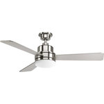 Progress - Progress P2556-0930K Trevina - 52" Ceiling Fan with Light Kit - 54" Trevina II features three blades available in Brushed Nickel finish. Coolly modern, the Trevina II ceiling fan offers both form and function with an energy efficient 17W LED source with a K-color temperature. Features a wall control switch.  52" 3 Blade Fan with LED light  Oversized, textured die cast hanger ball reduces noise and wobble vibrations  Mounting hardware is included  Features a wall control switch.  Meets California Title 24 - JA8 - 2016.  Shade Included: TRUE  Rod Length(s): 4.5 x 0.75< Warranty: Limited Lifetime  Color Temperature:   Lumens: 1500  CRI: +Trevina 52" Ceiling Fan Brushed Nickel Silver Blade *UL Approved: YES *Energy Star Qualified: n/a  *ADA Certified: n/a  *Number of Lights: Lamp: 1-*Wattage:17w LED bulb(s) *Bulb Included:Yes *Bulb Type:LED *Finish Type:Brushed Nickel