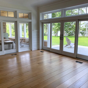 SHELTER ISLAND:  8" WHITE OAK INSTALLED & FINISHED WITH CUSTOM STAIN/ TRAFFIC HD
