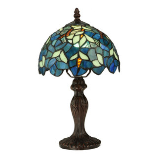 Meyda 17H Tiffany Dragonfly W/Tiffany Mosaic Base Table Lamp