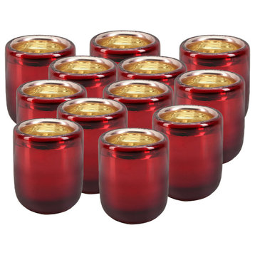 Radiant Mercury Glass Candle Holders, Red, Small, Set of 12