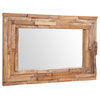 vidaXL Decorative Mirror Wall Mirror Framed Mirror Solid Teak Wood Rectangular