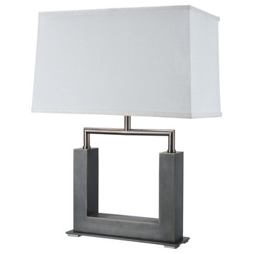 40004, 22 1/2" High Modern Metal Table Lamp, Matte Brushed Nickel Finish
