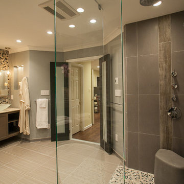 An Award Winning Oasis Master Bathroom Styled in Stone in Chantilly VA