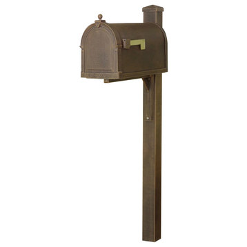 Berkshire Curbside Mailbox and Wellington Decorative Post, Copper