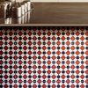 8"x8" Ait Baha Handmade Cement Tile, Red/Black, Set of 12