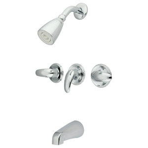 Kingston Brass KB231PL Tub and Shower Faucet with 3-Porcelain Lever Handle,... 