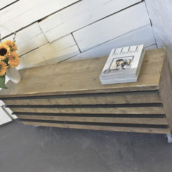 Ceylan Reclaimed Scaffolding Board Long Low Slimline Drawer Unit on Wheels - Storage Cabinets
