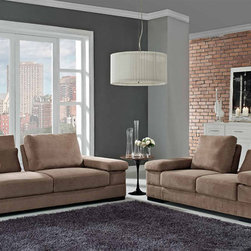 Capri Contemporary Mocha Fabric Sofa Set - $2567.40 - Living Room Furniture Sets