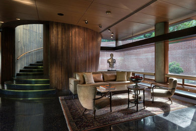 The Entrance Lobby, with 'The Conical Staircase' in open grained coconut wood