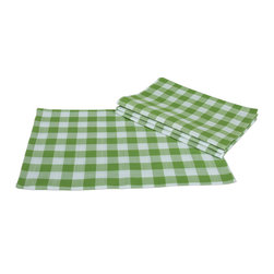 Xia Home Fashions - Gingham Check Placemats, 13"x19" Green, Set of 4 - Placemats