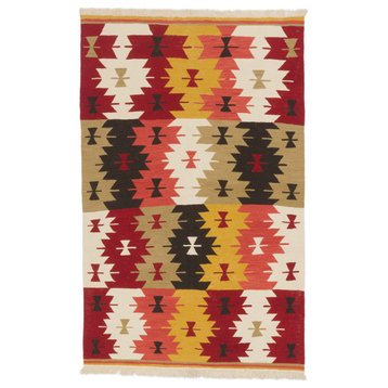 New Handwoven Turkish Kilim Rug 3' 11" x 6' 2", 47 in. x 74 in.