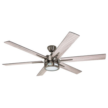 Honeywell Kaliza Modern Ceiling Fan With Light and Remote, 56", Gun Metal