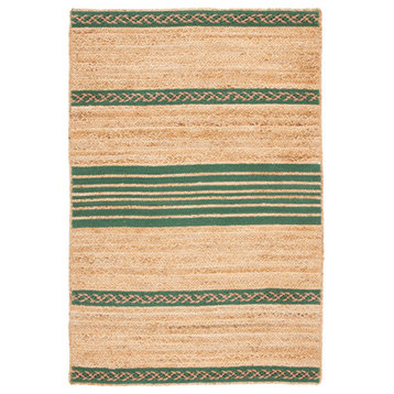 Safavieh Vintage Leather Collection NFB262Y Rug, Natural/Green, 4' X 6'