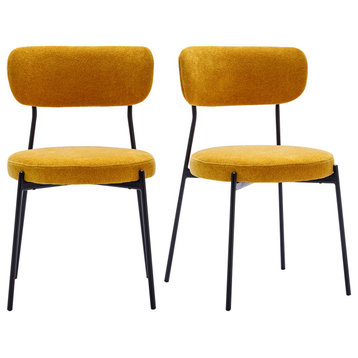 Padded Bouclé Side Chairs Set of 2, Yellow
