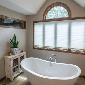 Traditional Style Master Bathroom with Stand Alone Soaking Tub