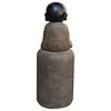 Chinese Oriental Stone Sitting Zen Pole Stand Lohon Monk Figure Hcs7211
