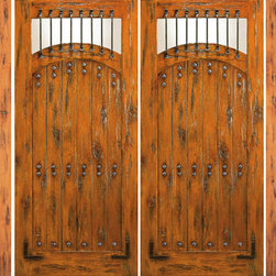 Double Door with Two Sidelites Entry Prehung Knotty Alder, - Front Doors