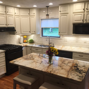 Cabinet refacing—removal of bulkhead antique white cabinets