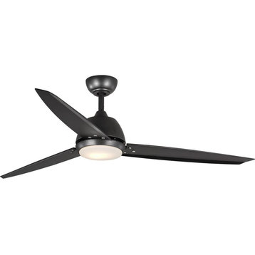 Oriole 3-Blade 60" Ceiling Fan With LED Light, Black
