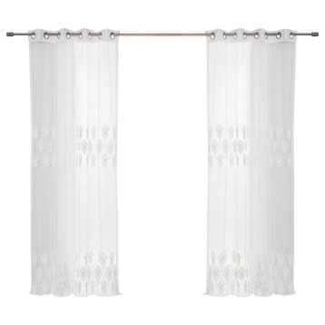 Sheer Tulip Grommet Curtains White, 52"w X 96"l