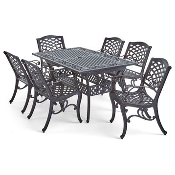 GDF Studio 7-Piece Jody Outdoor 6-Seater 64"-81" Dining Set With Expandable T