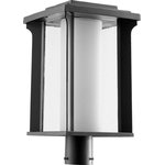 Quorum - Quorum 7413-10-69 Garrett - One Light Outdoor Post Lantern - Shade Included: YesGarrett One Light Outdoor Post Lantern Noir Clear Seeded/Frosted Glass *UL: Suitable for wet locations*Energy Star Qualified: n/a  *ADA Certified: n/a  *Number of Lights: Lamp: 1-*Wattage:100w Medium Base bulb(s) *Bulb Included:No *Bulb Type:Medium Base *Finish Type:Noir