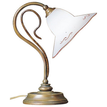 Country Line 1804 Table Lamp, Verdigris And Rust, Satin White and Brick Red