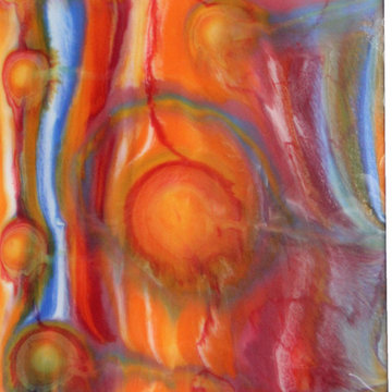Abstract Art - Painting, Enamels on Canvas, Suspended Dyes & Paints