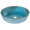 Blue Mist Flat Bottom Glass Vessel Sink for Bathroom, 16.625 Inch