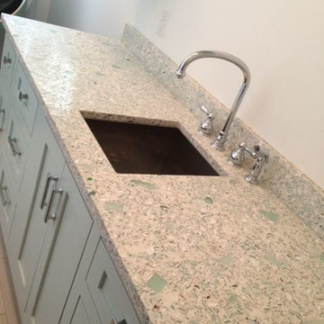 Laundry Room with chunky aqua glass