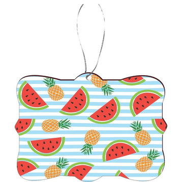 Watermelon and Pineapples Seamless Design Rectangle Christmas Tree Ornament