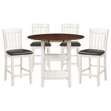 Lexicon Kiwi 5-Piece 2-Shelf Wood Counter Height Dining Set in White Wash