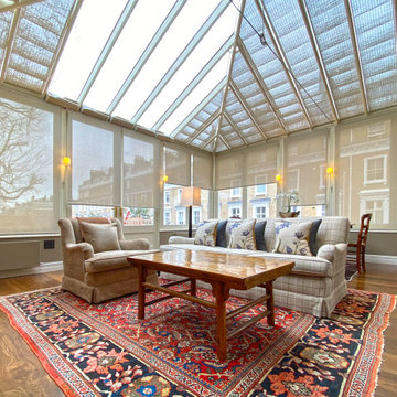 London Terrace Conservatory - French Pinoleum Blinds and Screen Roller Blinds