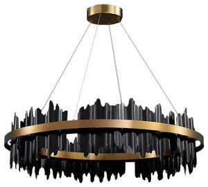 Modern led chandelier for living room, dining room, bedroom., Black, 1 Ring - 31.5''