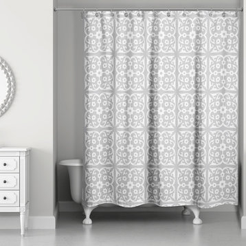 Gray Tile 71x74 Shower Curtain