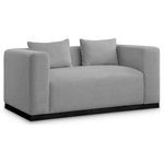 Meridian Furniture - Alfie Linen Textured Fabric Upholstered Loveseat, Grey - Make this Alfie linen textured fabric living room loveseat the center a cozy reading nook. This overstuffed chair is stunning from angles, with its contemporary design elements and chic rich grey color. Plumply stuffed with fluffy fill to create the ultimate space for snuggling up with your favorite reading material or while binging on the latest TV program. The loveseat rests on a black finish solid wood base for stability and added contrast with its beige upholstery.