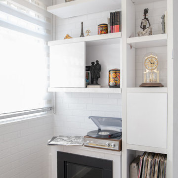 Rincón de música y lectura con mueble multifuncional