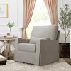 Swiveling Glider Chair, Soft Upholstered Seat With Lumbar Pillow and Skirt, Gray