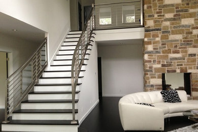 Stainless steel handrail with glass