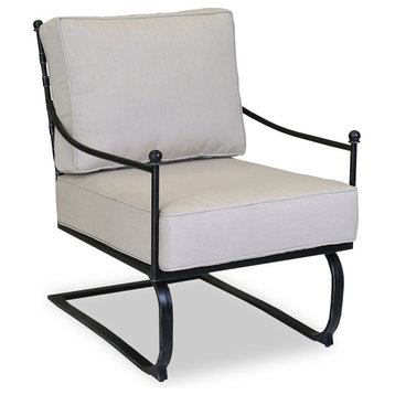 Provence Club Rocker With Cushions, Canvas Flax With Self Welt