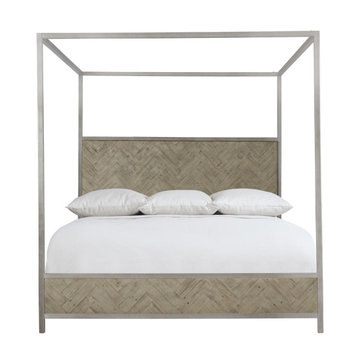 Bernhardt Loft Milo Canopy Bed, Morel/Glazed Silver, King