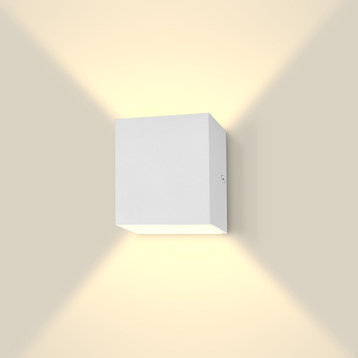 Luxrite Square LED Up and Down Wall Sconce 5 Color Option White