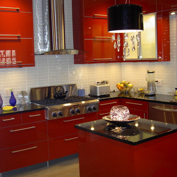 IKEA Kitchen Abstrakt Red in South Orange