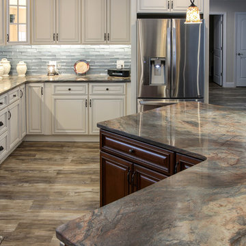 Great Room Kitchen with Massive Granite Island